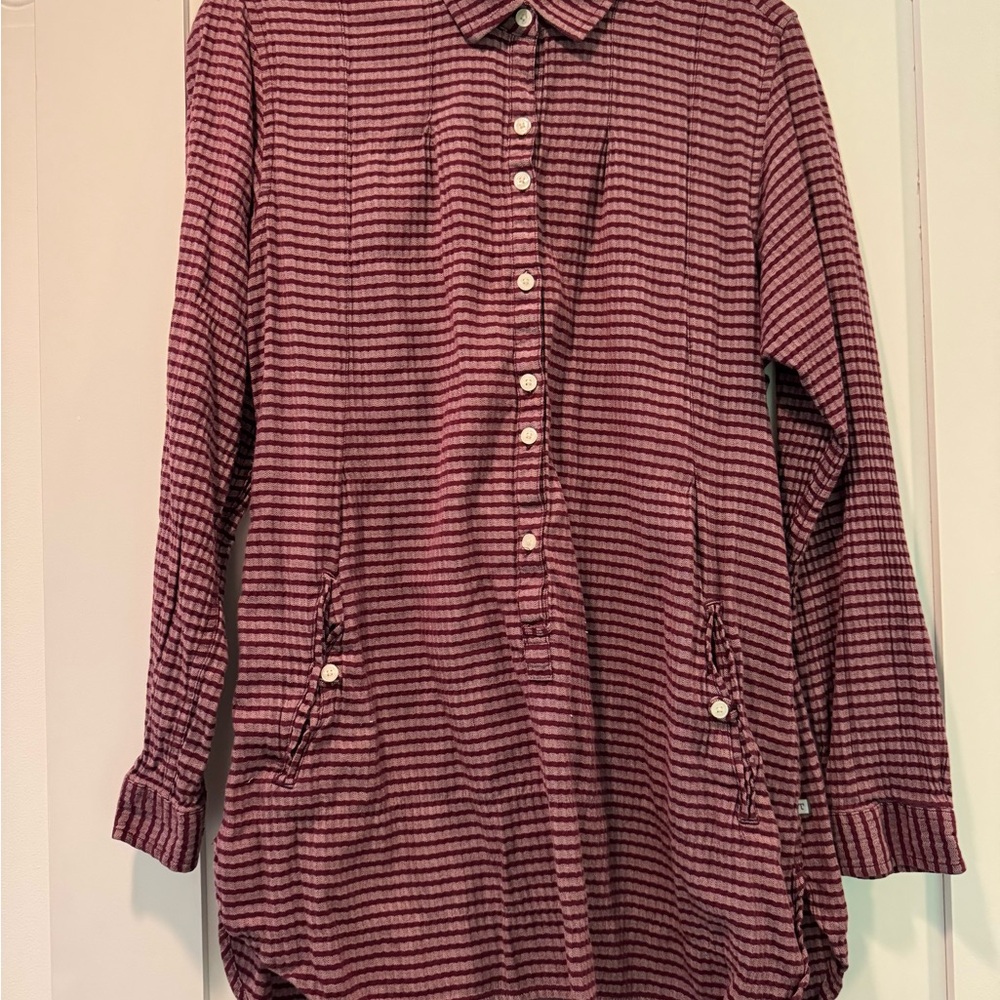Toad&Co Burgundy and Black Striped Shirt